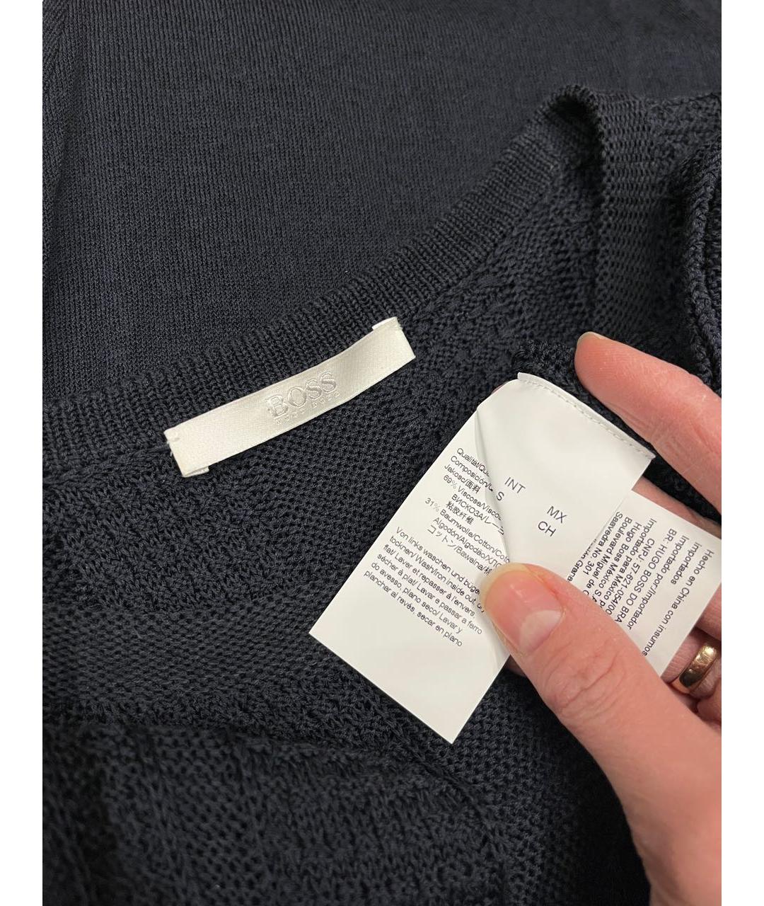 HUGO BOSS Темно-синее вискозное повседневное платье, фото 6