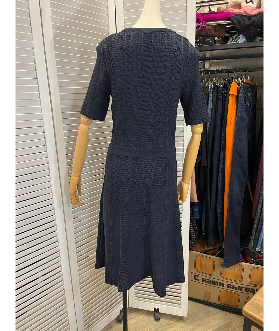 HUGO BOSS Темно-синее вискозное повседневное платье, фото 2