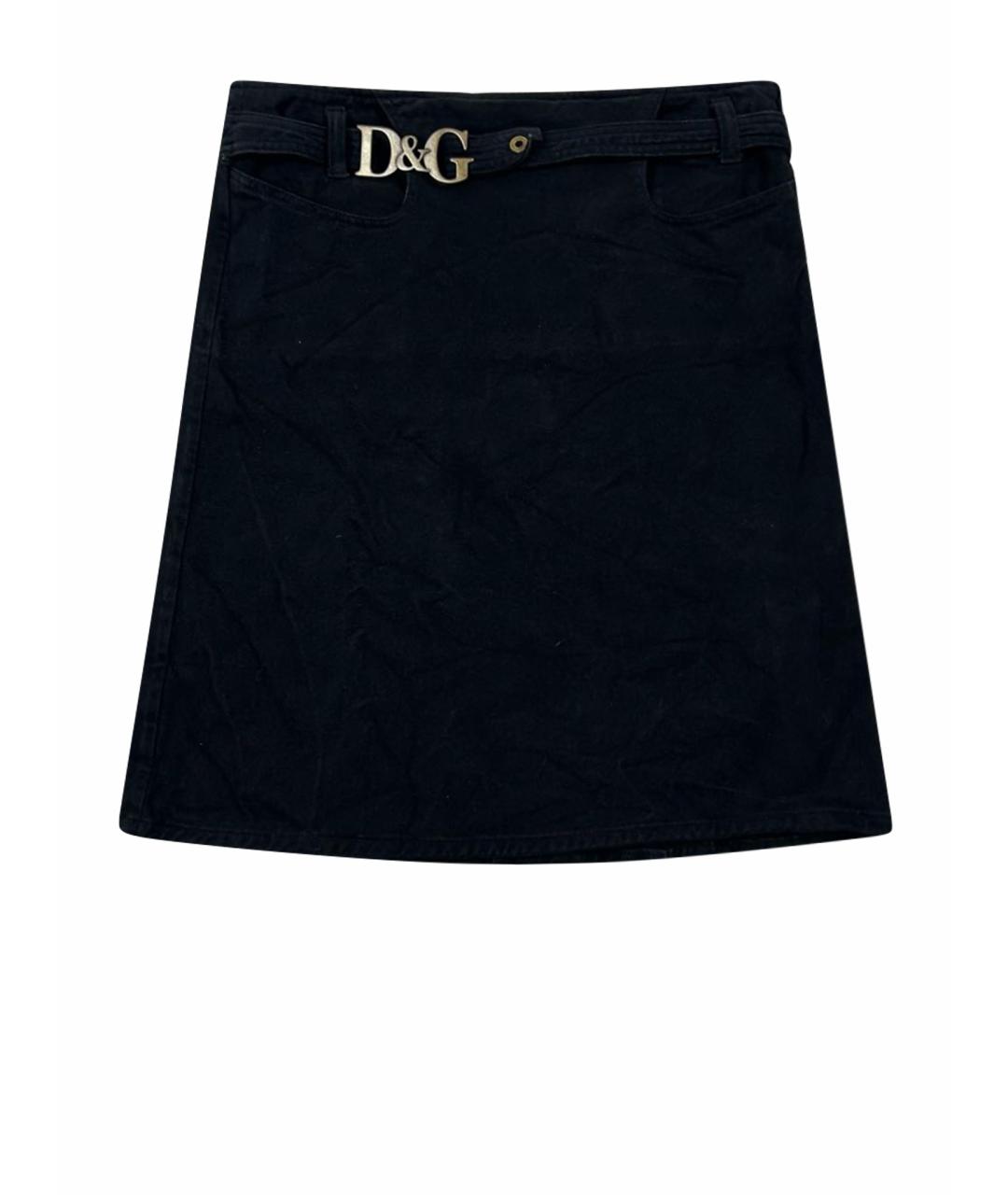 DOLCE&GABBANA Черная хлопковая юбка миди, фото 1