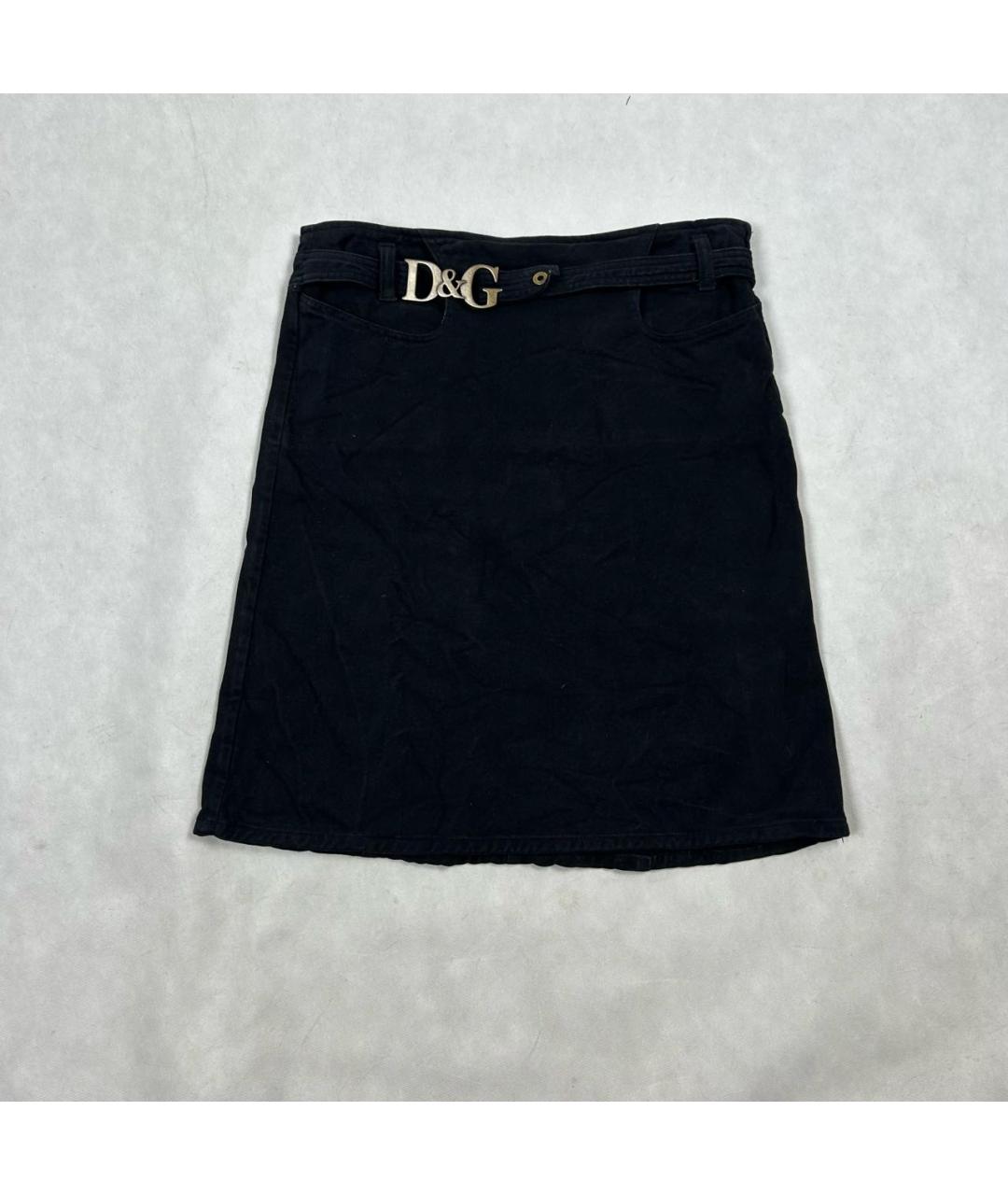 DOLCE&GABBANA Черная хлопковая юбка миди, фото 6