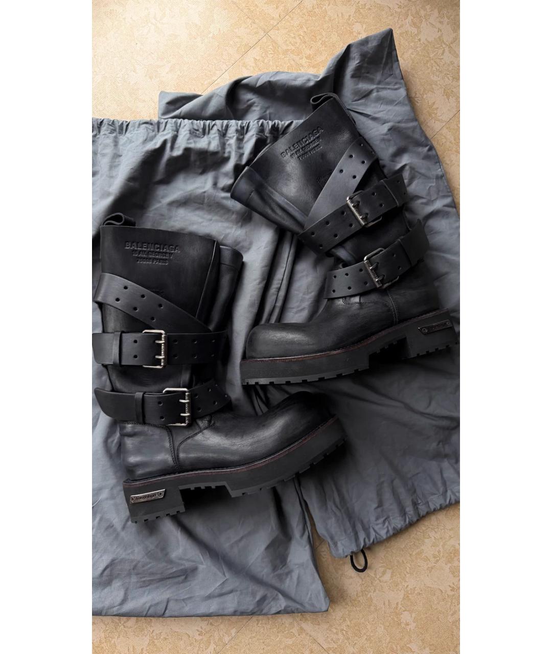 BALENCIAGA Черные кожаные высокие ботинки, фото 2