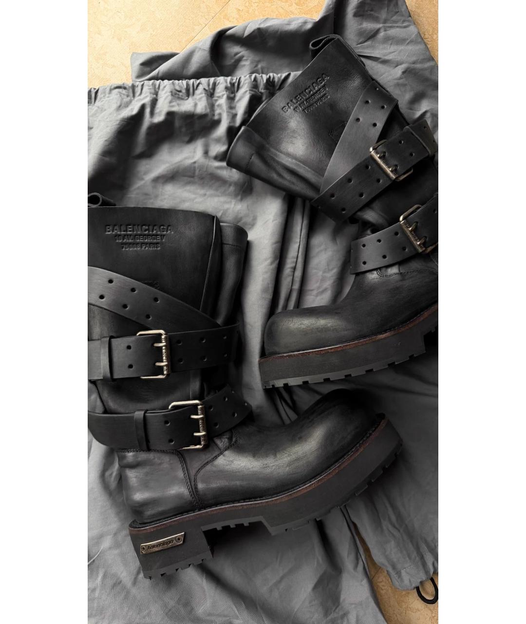 BALENCIAGA Черные кожаные высокие ботинки, фото 3