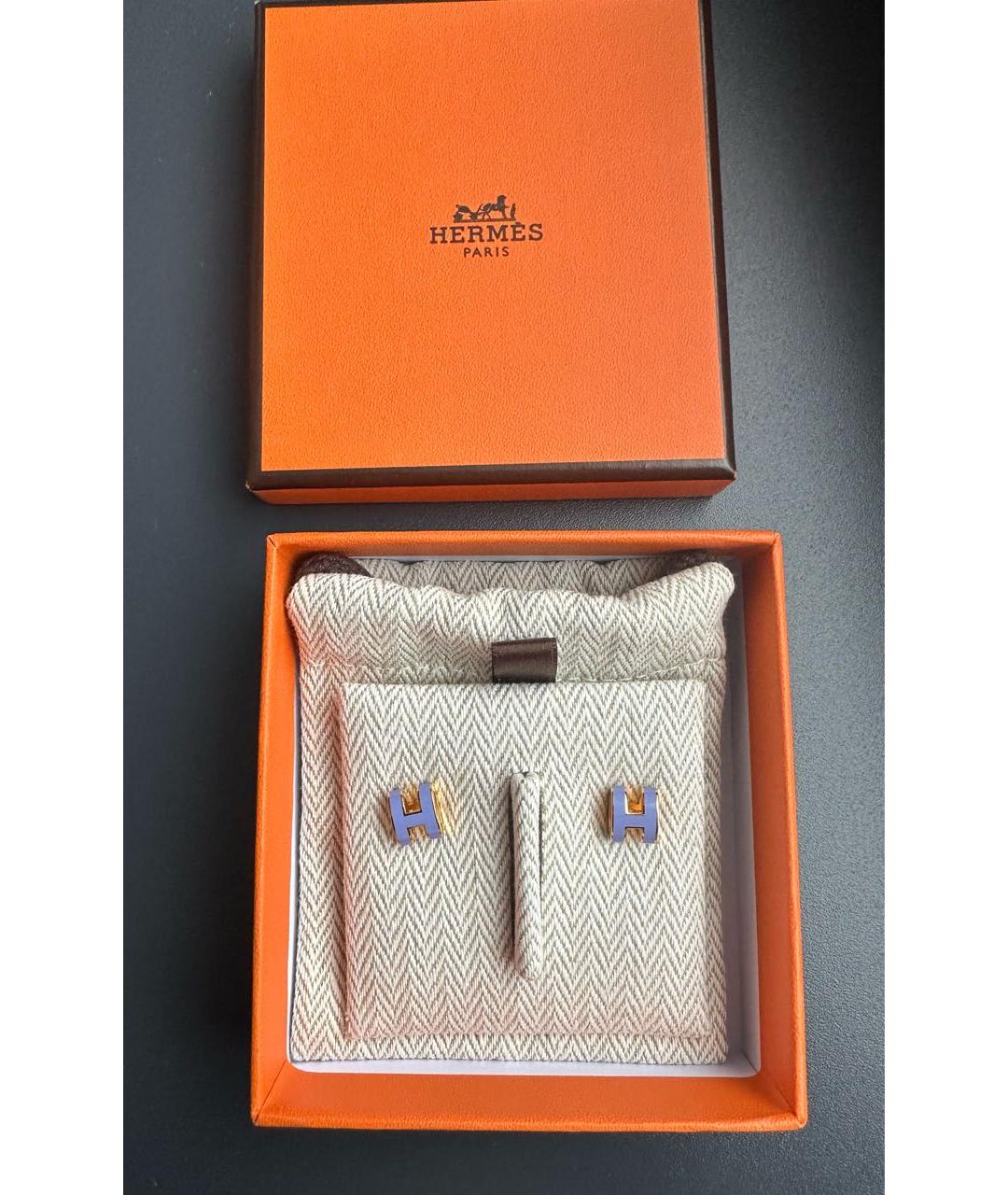 HERMES Фиолетовые металлические серьги, фото 2