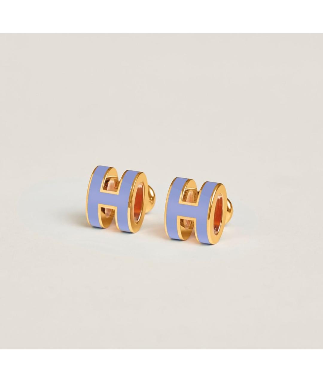 HERMES Фиолетовые металлические серьги, фото 3