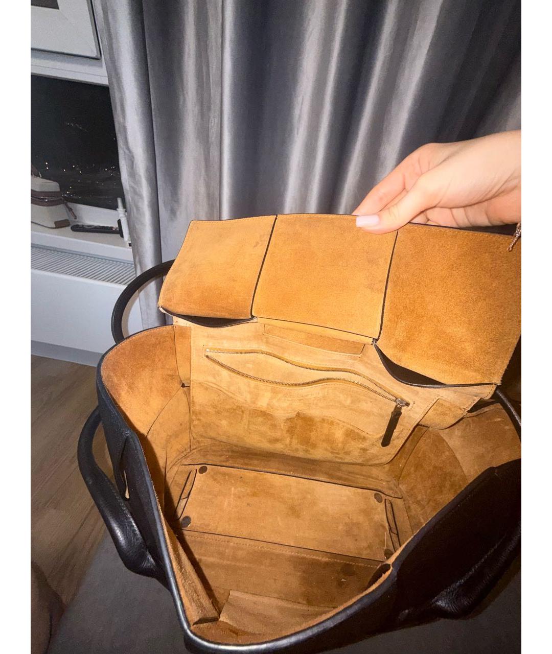 BOTTEGA VENETA Черная кожаная сумка тоут, фото 4