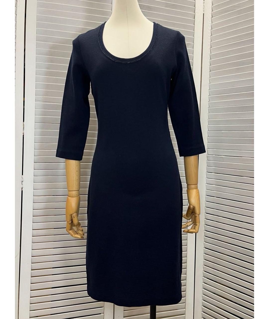 HUGO BOSS Темно-синее шерстяное повседневное платье, фото 9