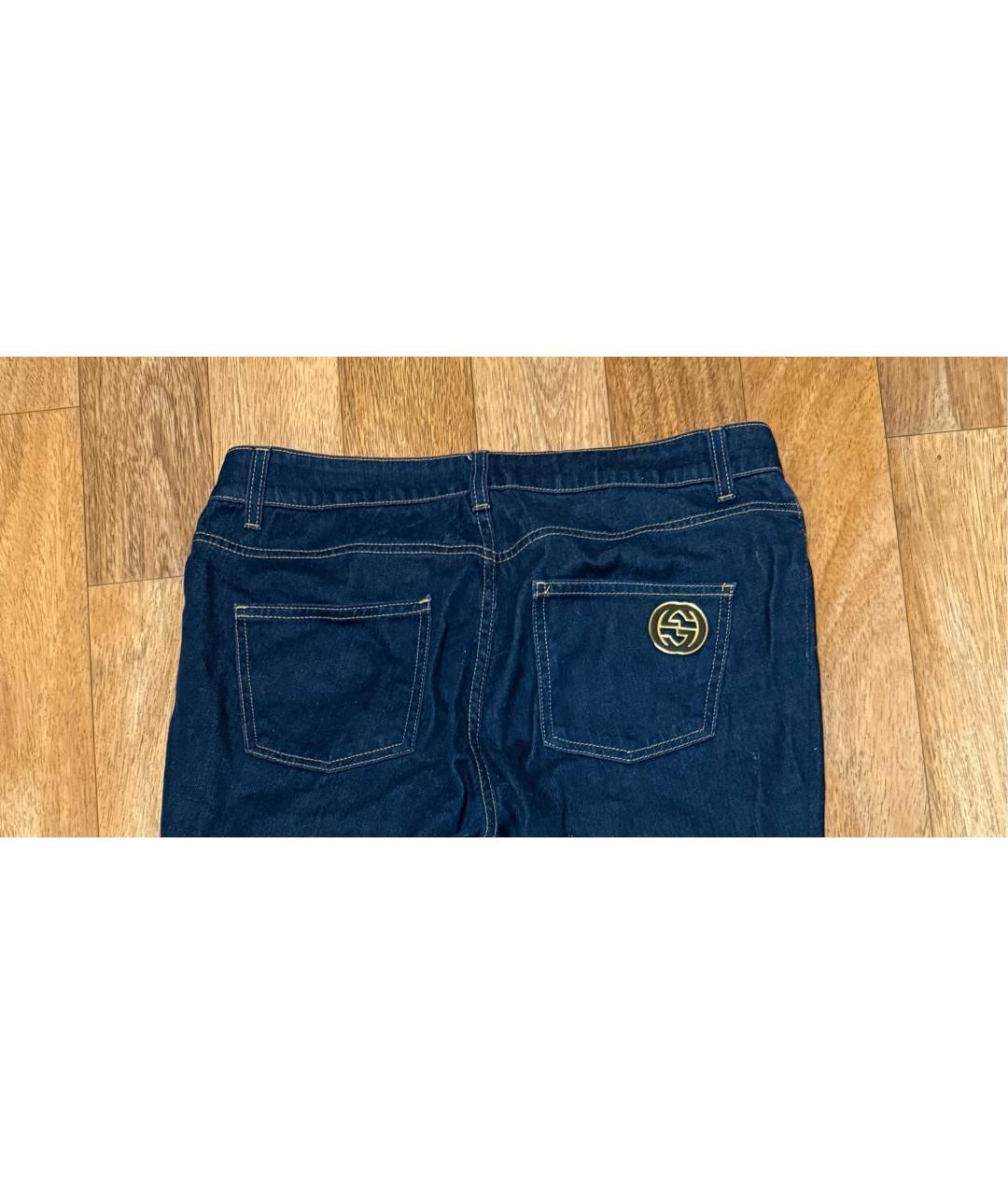 GUCCI Темно-синие хлопковые джинсы скинни, фото 3