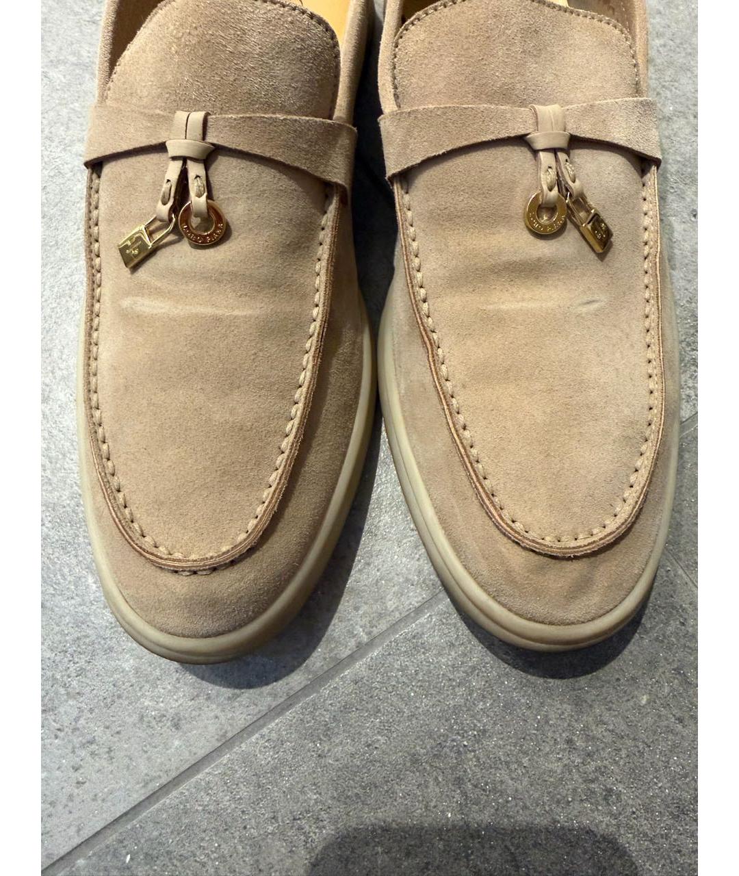 LORO PIANA Бежевые замшевые лоферы, фото 4