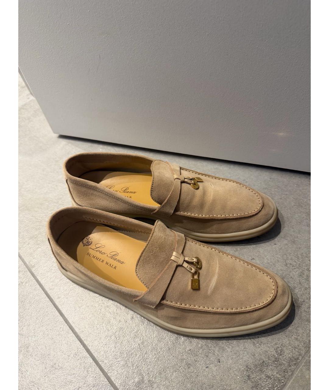 LORO PIANA Бежевые замшевые лоферы, фото 2
