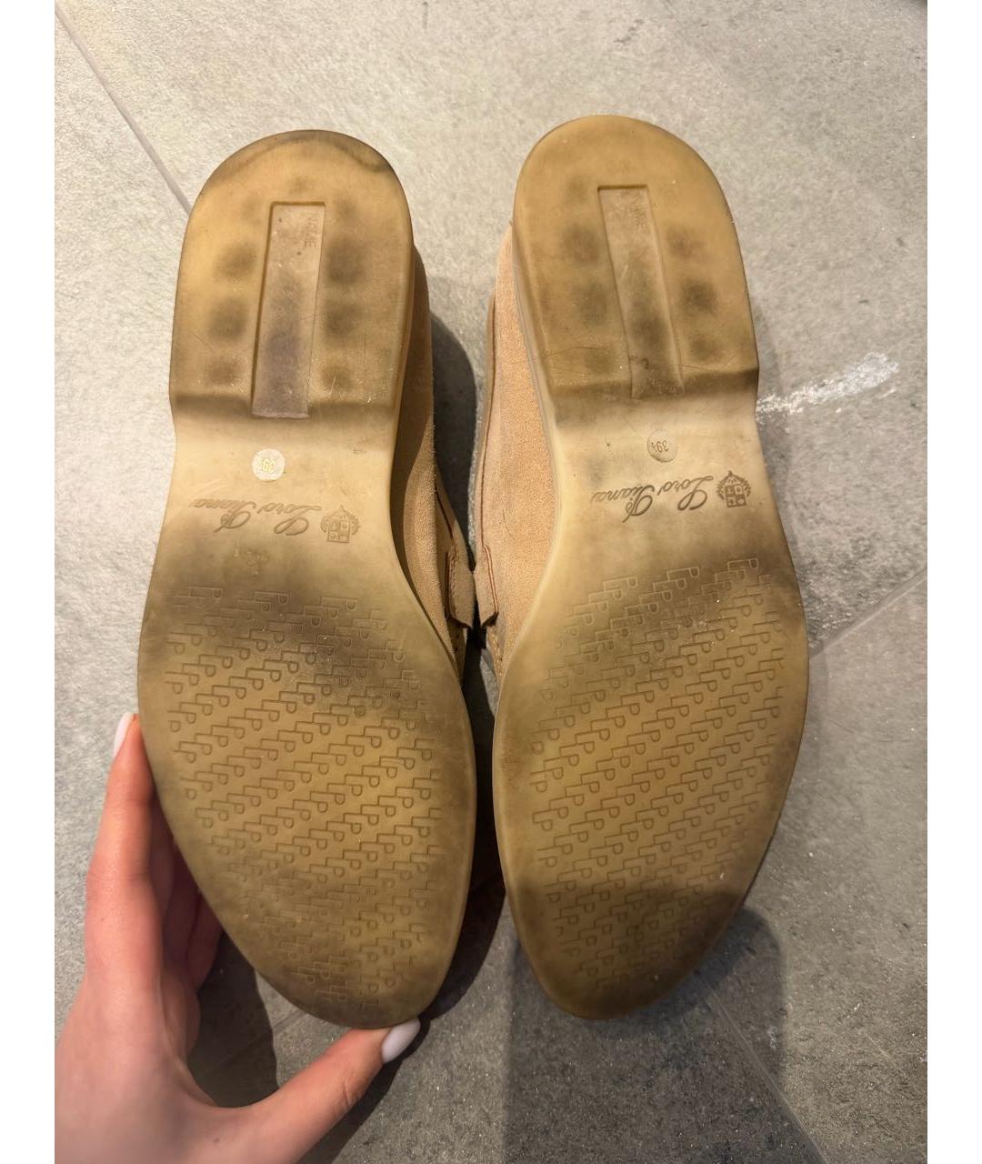 LORO PIANA Бежевые замшевые лоферы, фото 6