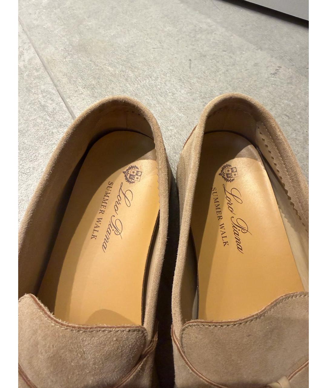 LORO PIANA Бежевые замшевые лоферы, фото 5