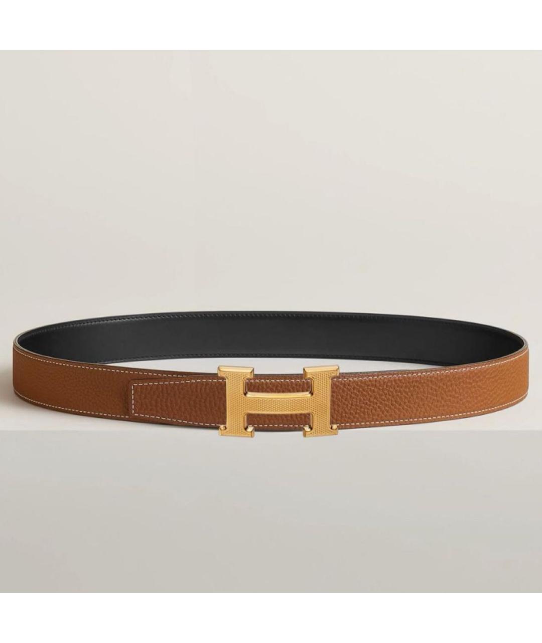 HERMES Черный кожаный ремень, фото 2