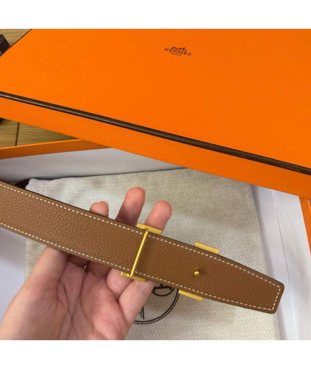 HERMES Черный кожаный ремень, фото 5