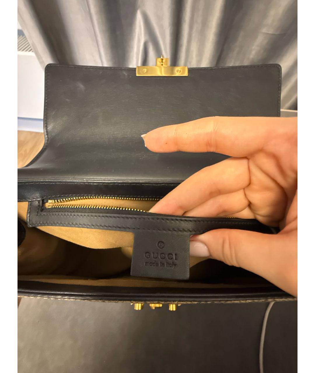 GUCCI Черная кожаная сумка через плечо, фото 6