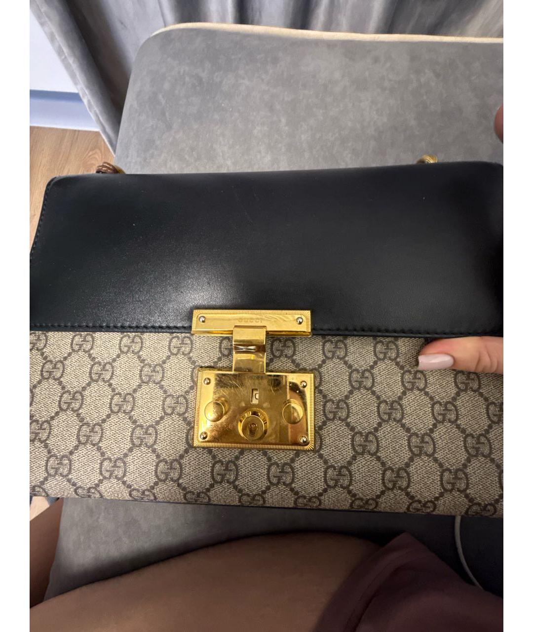 GUCCI Черная кожаная сумка через плечо, фото 7