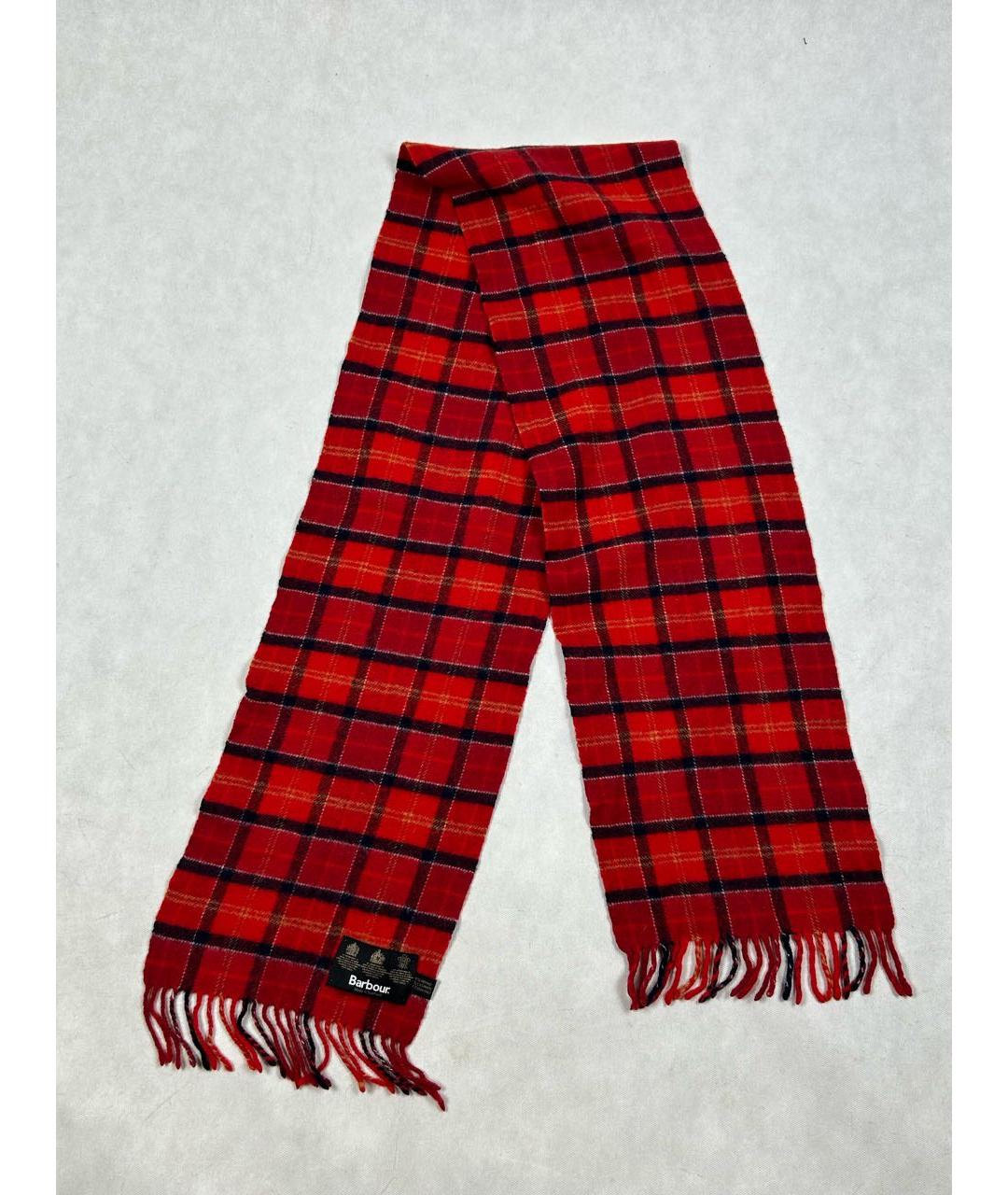 BARBOUR Красный шерстяной шарф, фото 3