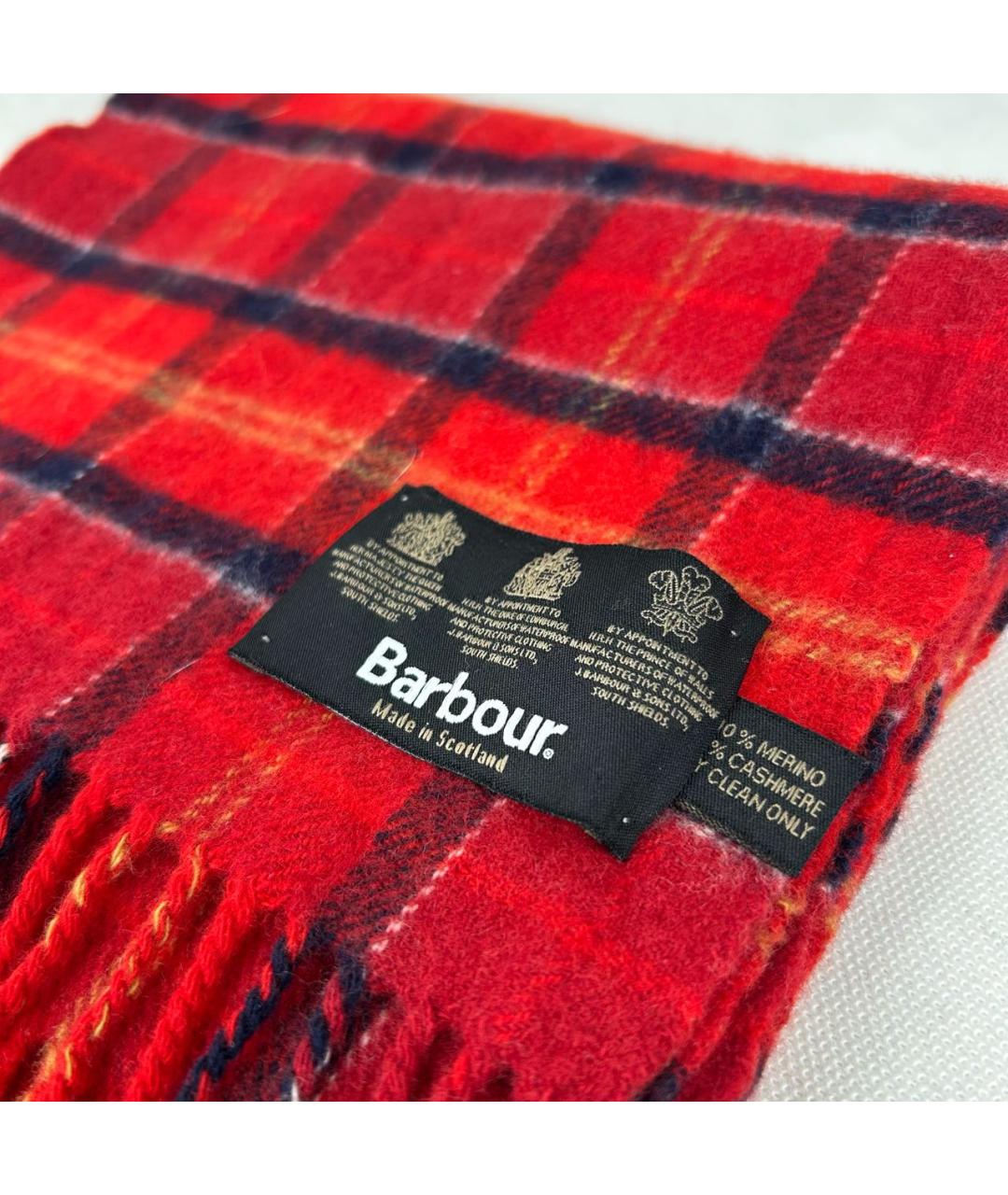 BARBOUR Красный шерстяной шарф, фото 4