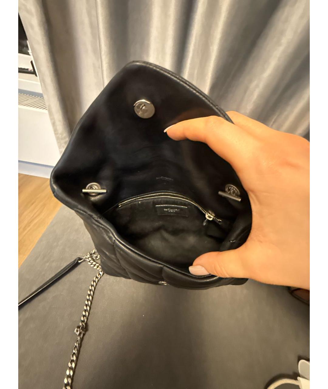 SAINT LAURENT Черная кожаная сумка через плечо, фото 4