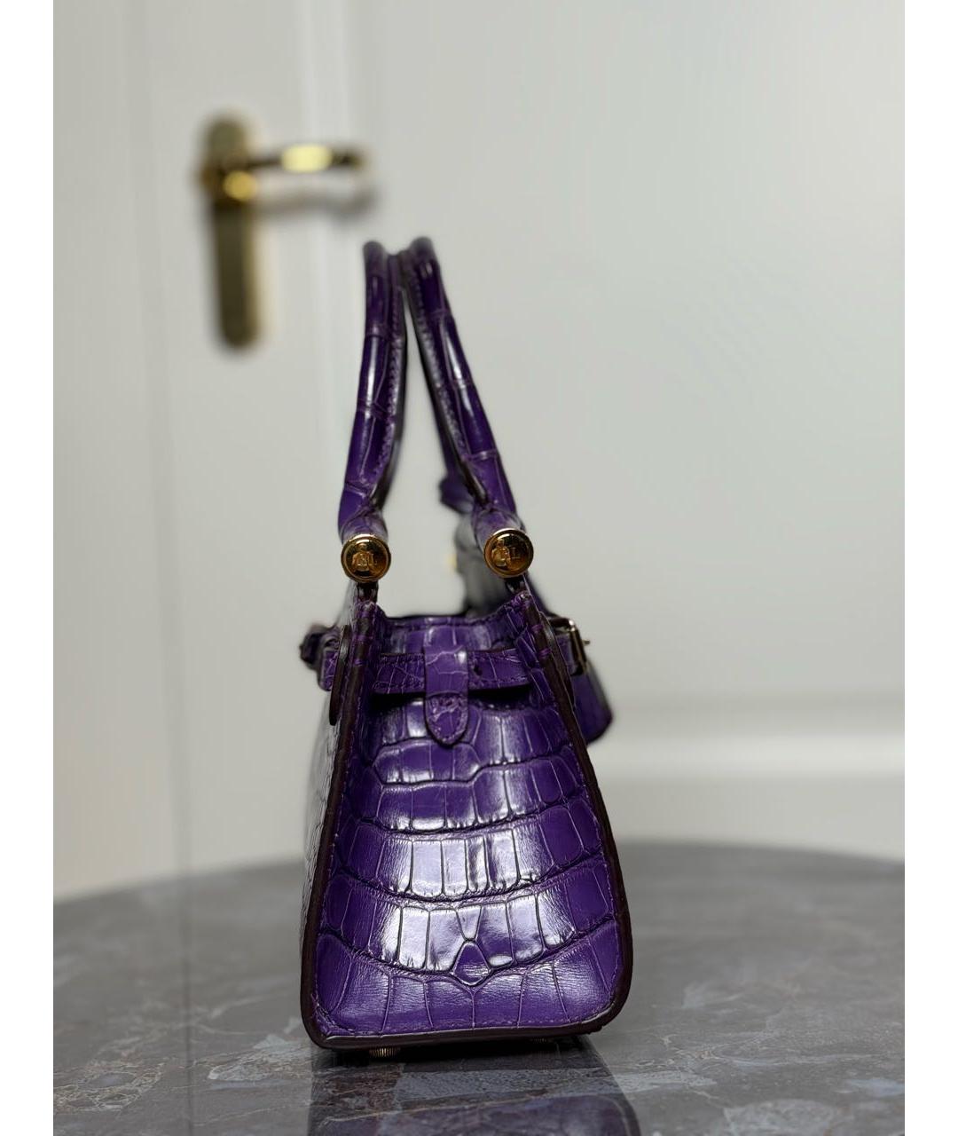 RALPH LAUREN COLLECTION Фиолетовая сумка с короткими ручками из экзотической кожи, фото 2