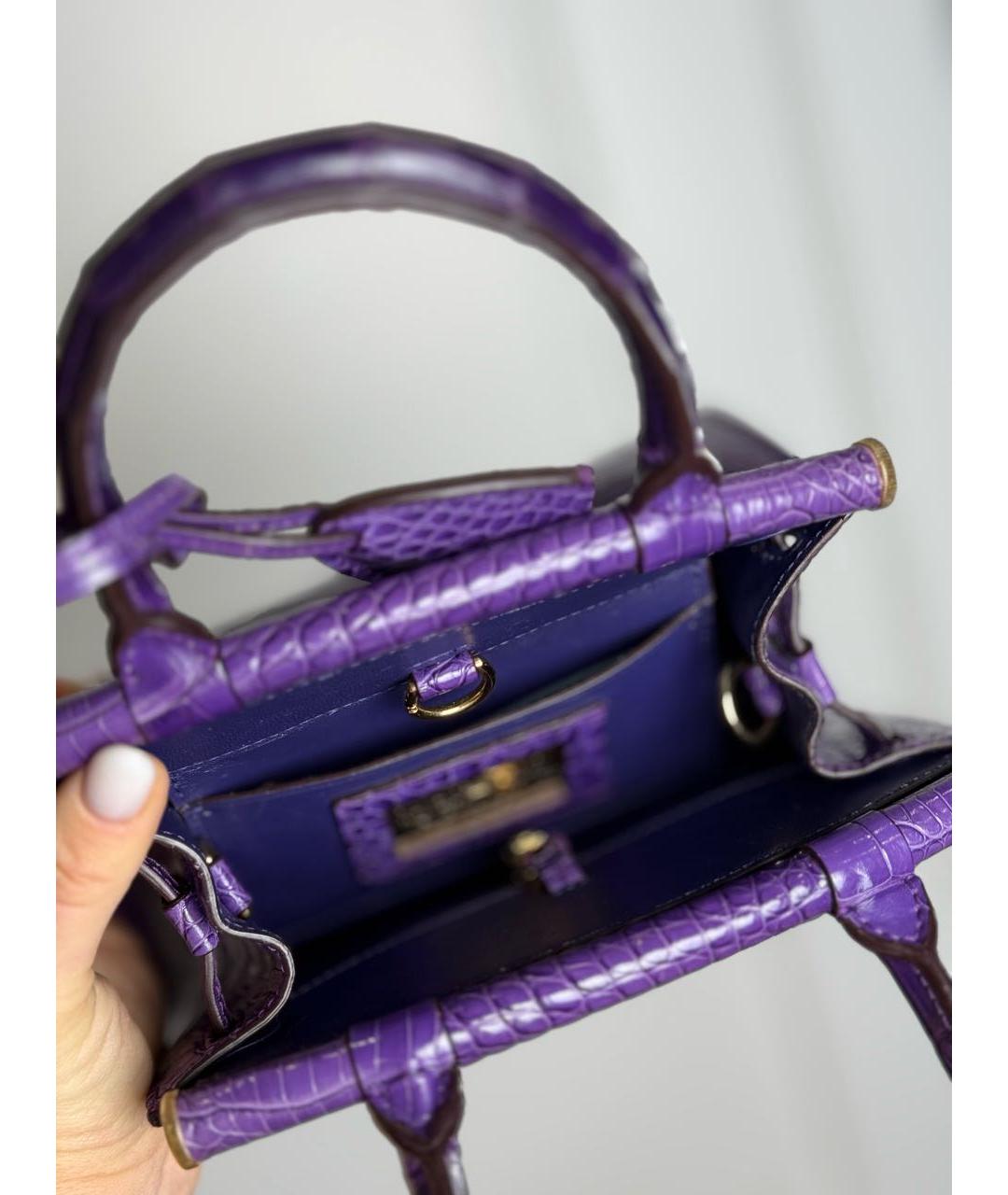 RALPH LAUREN COLLECTION Фиолетовая сумка с короткими ручками из экзотической кожи, фото 4