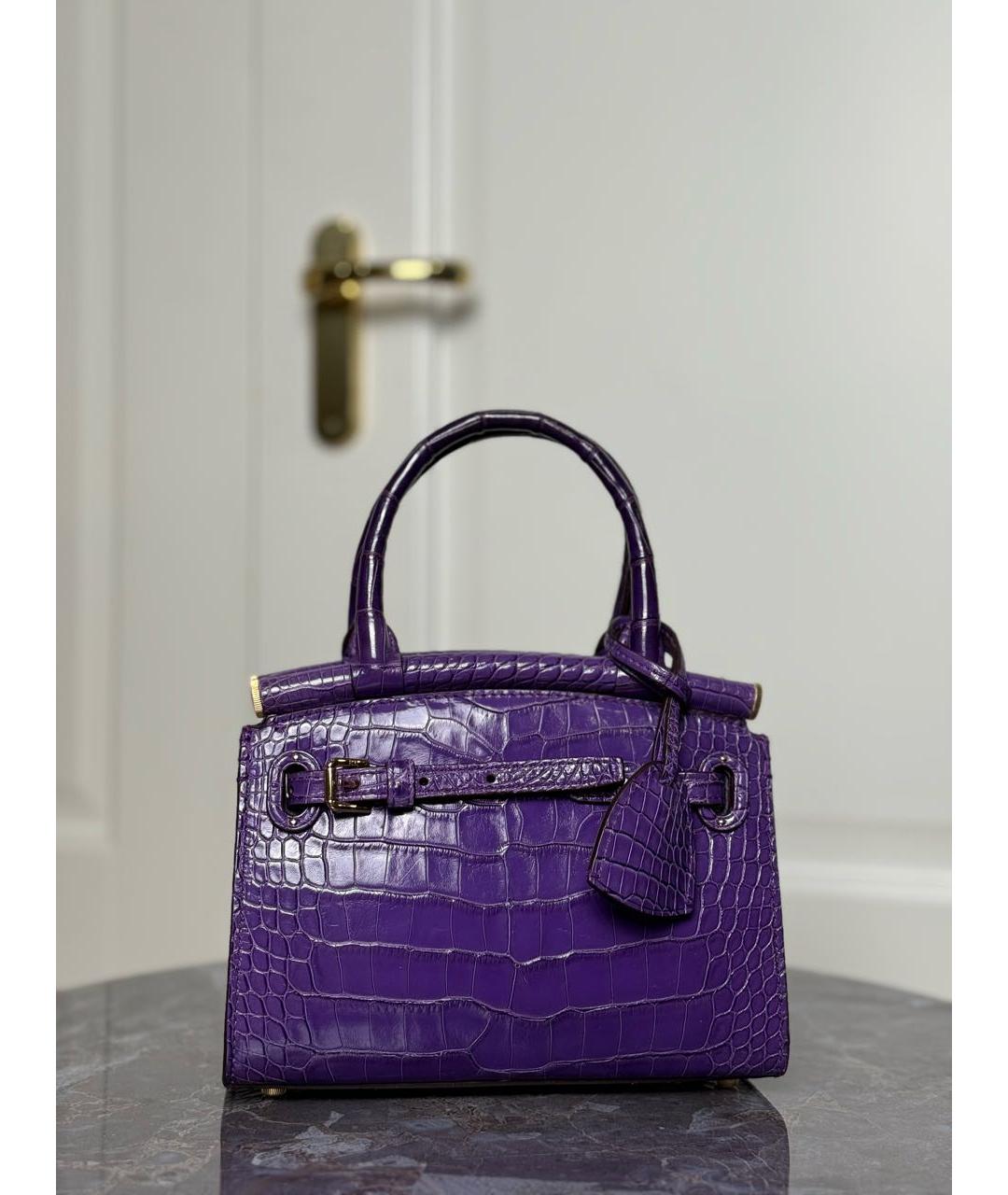 RALPH LAUREN COLLECTION Фиолетовая сумка с короткими ручками из экзотической кожи, фото 3