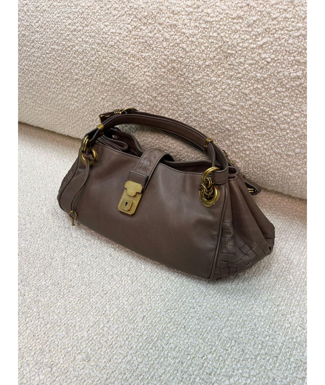 BOTTEGA VENETA Коричневая кожаная сумка с короткими ручками, фото 5