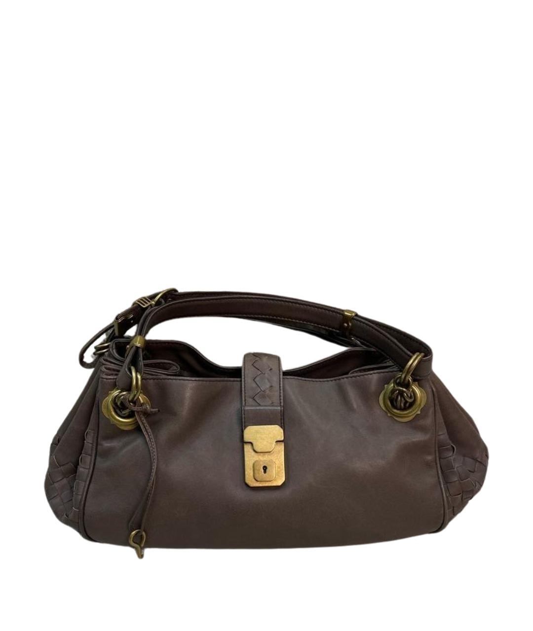 BOTTEGA VENETA Коричневая кожаная сумка с короткими ручками, фото 1