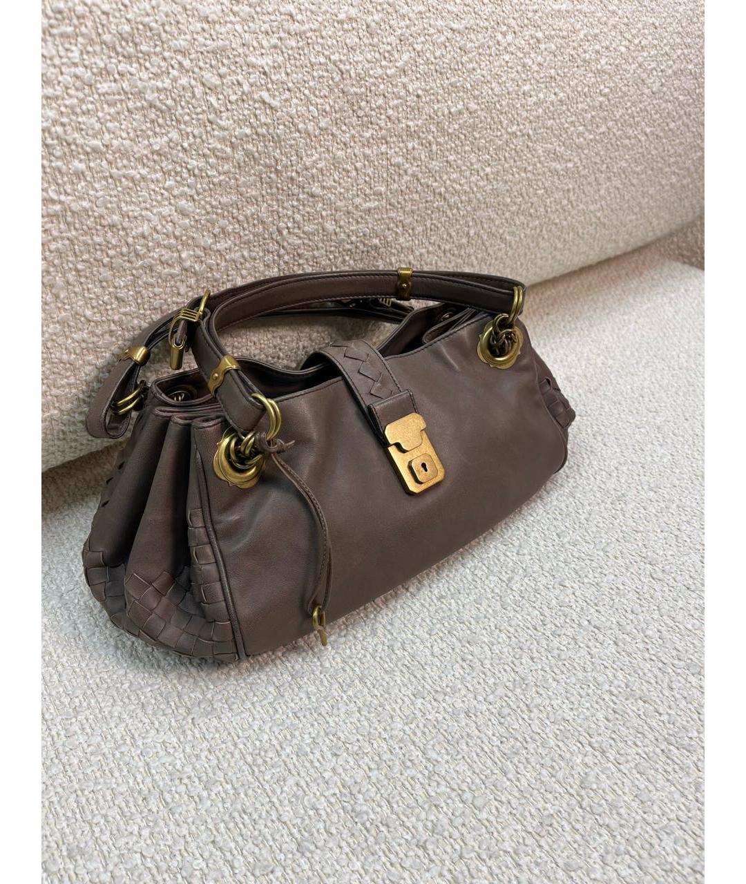 BOTTEGA VENETA Коричневая кожаная сумка с короткими ручками, фото 2