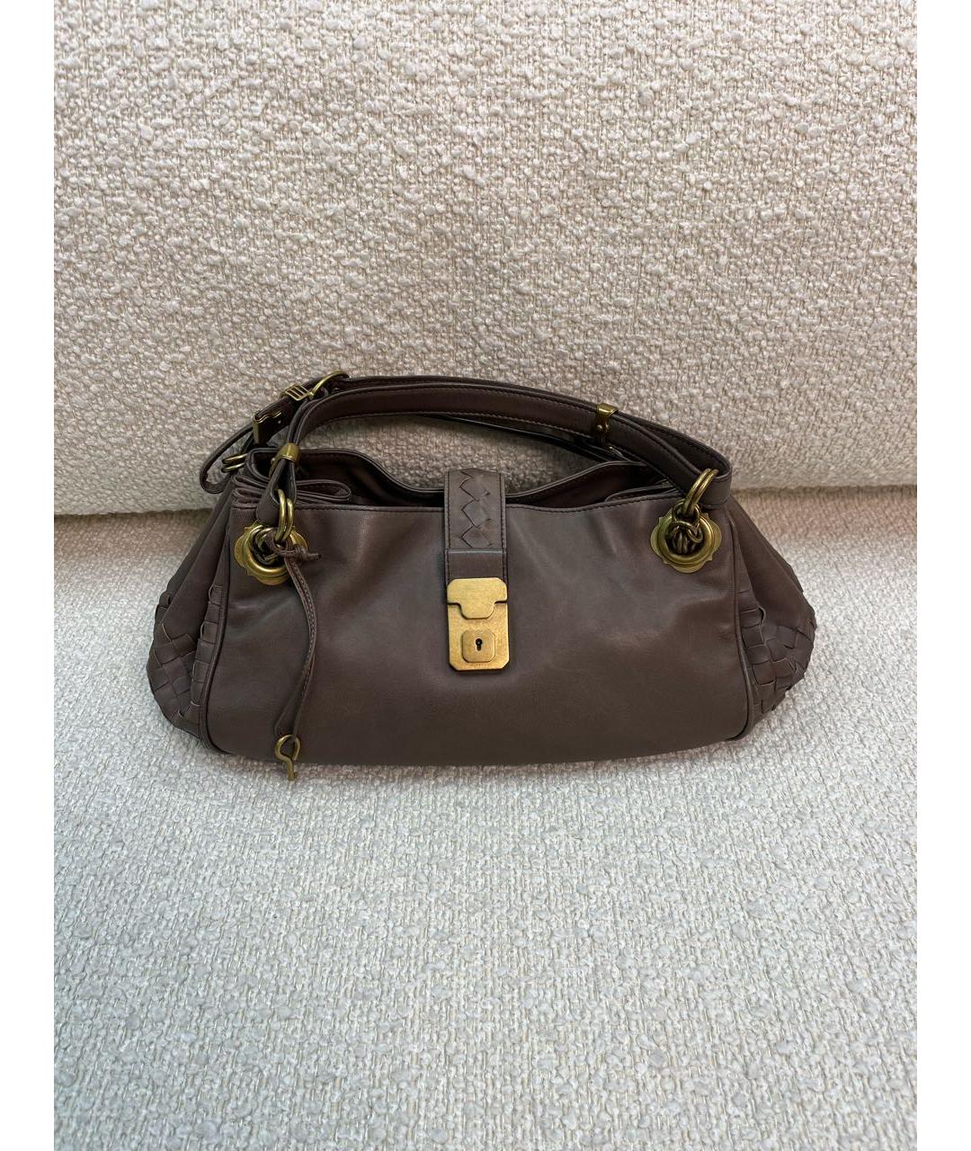 BOTTEGA VENETA Коричневая кожаная сумка с короткими ручками, фото 9