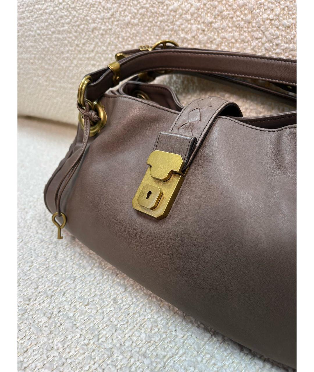 BOTTEGA VENETA Коричневая кожаная сумка с короткими ручками, фото 8