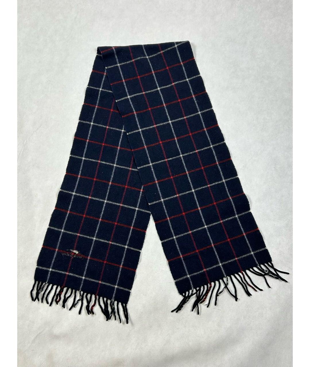 BURBERRY Темно-синий шерстяной шарф, фото 3