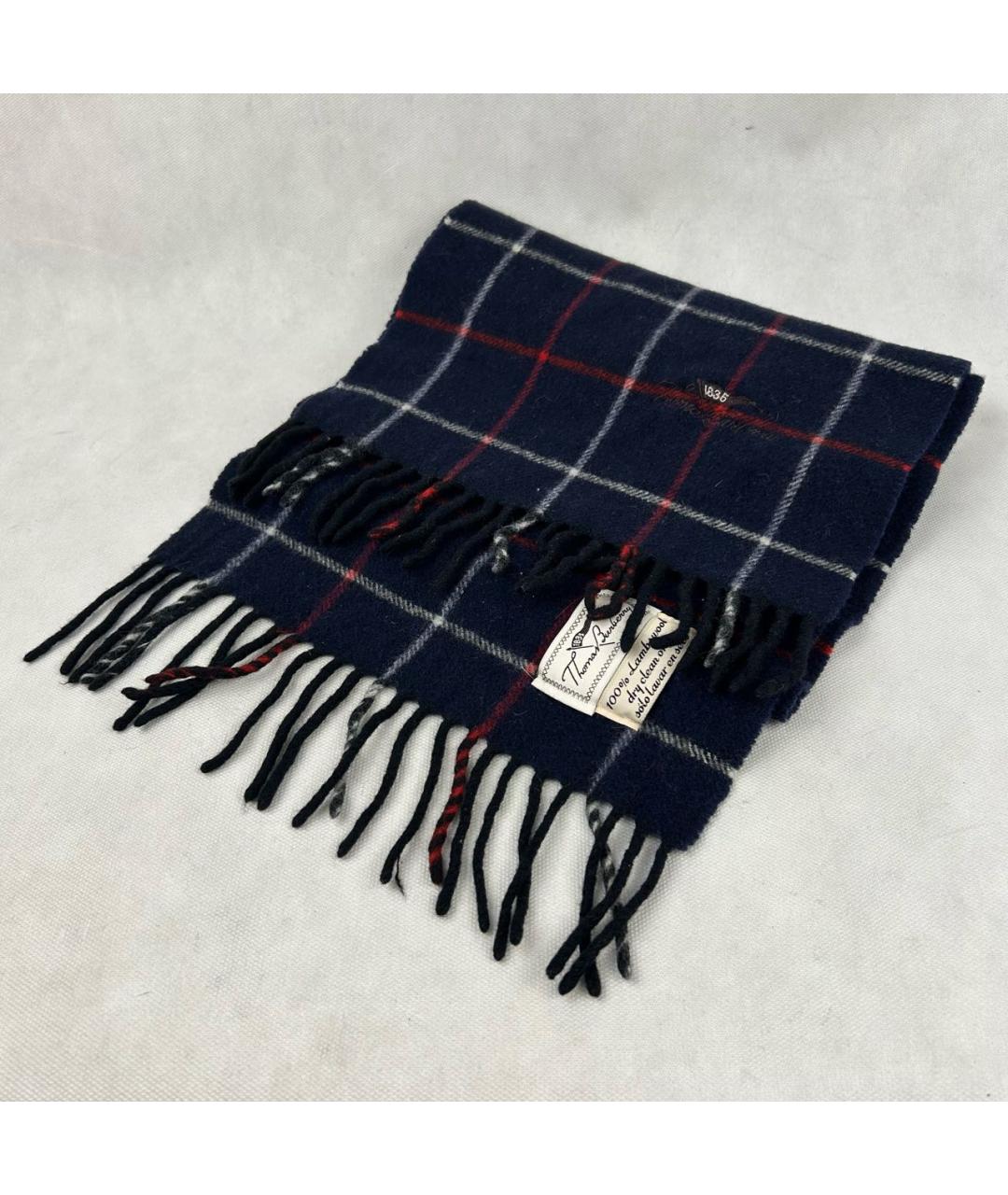 BURBERRY Темно-синий шерстяной шарф, фото 2