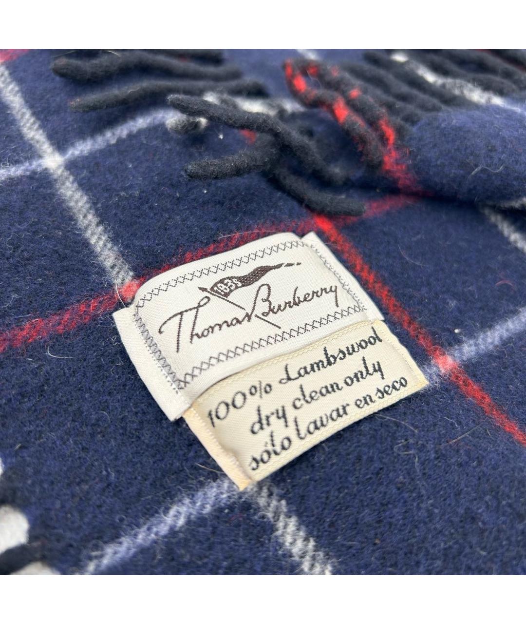 BURBERRY Темно-синий шерстяной шарф, фото 5