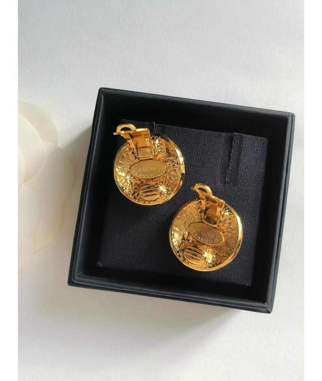 CHANEL Золотые металлические серьги, фото 2