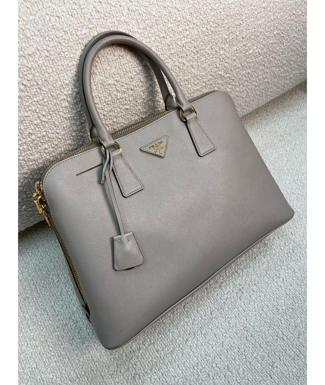 PRADA Бежевая кожаная сумка с короткими ручками, фото 2