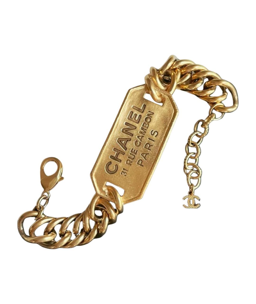 CHANEL Золотой металлический браслет, фото 1