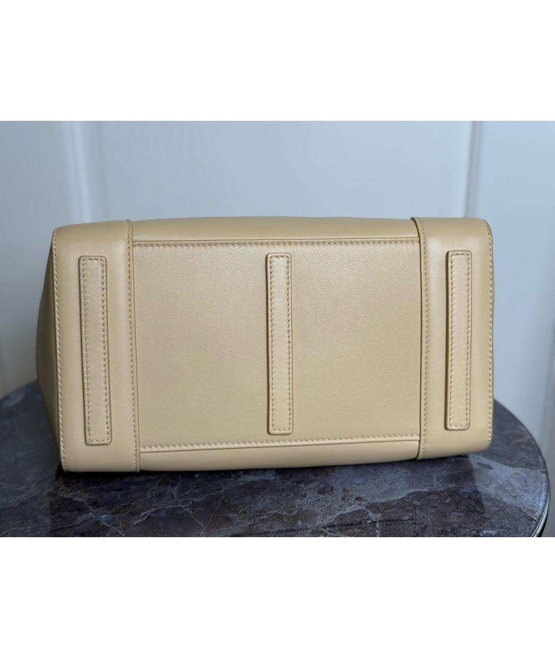 RALPH LAUREN COLLECTION Бежевая кожаная сумка с короткими ручками, фото 4