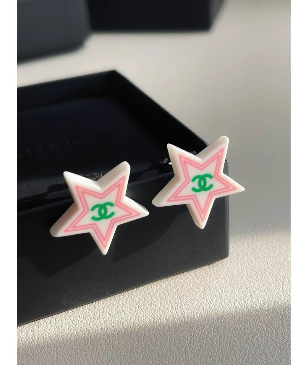 CHANEL Розовые пластиковые серьги, фото 4