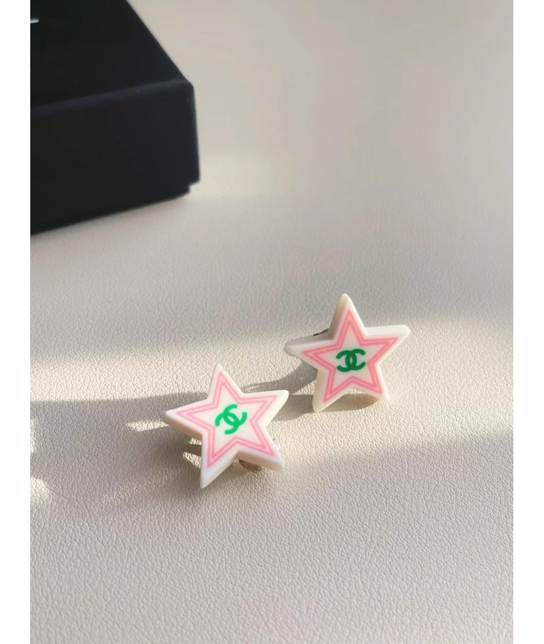 CHANEL Розовые пластиковые серьги, фото 2