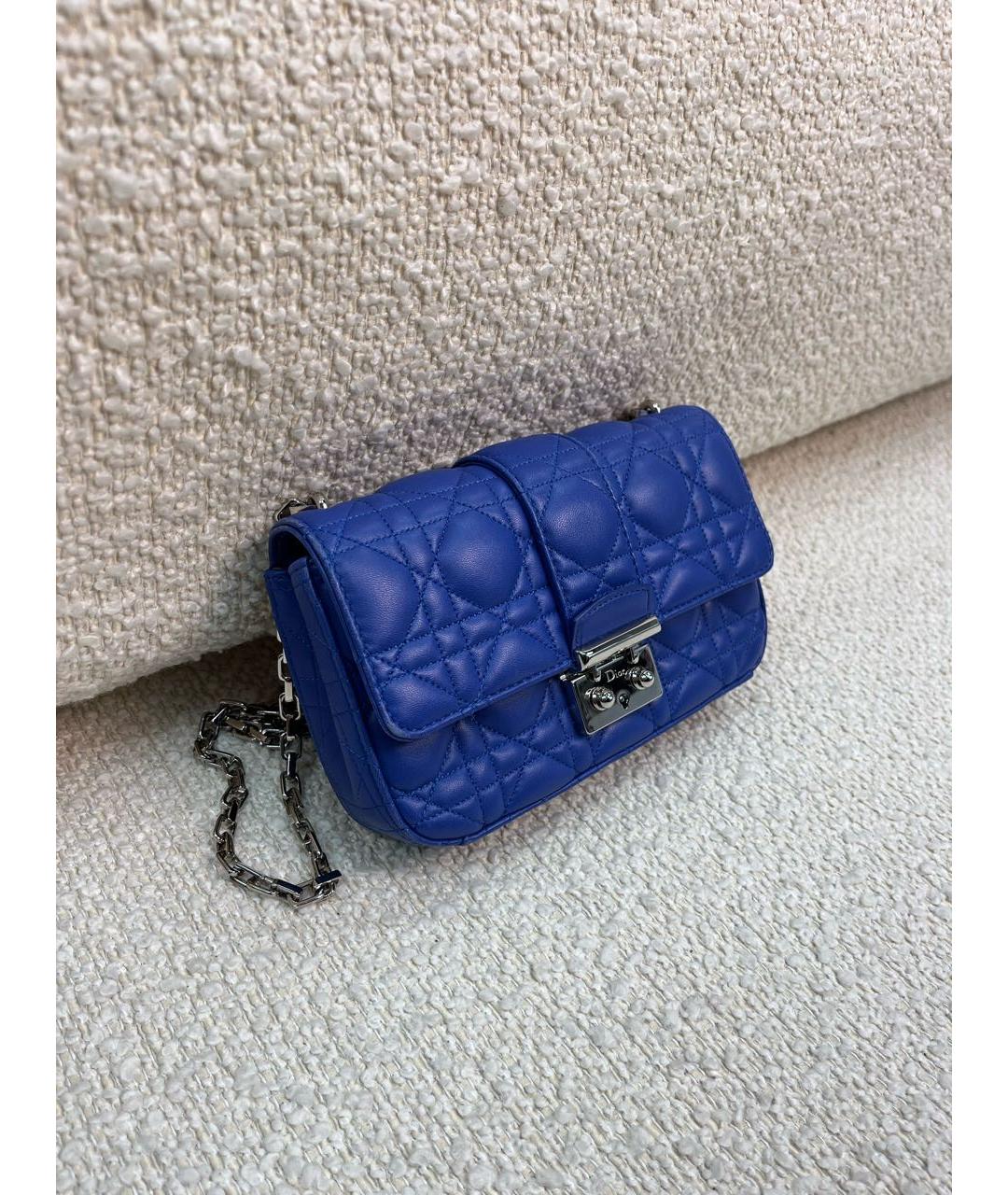 CHRISTIAN DIOR Синяя кожаная сумка через плечо, фото 2