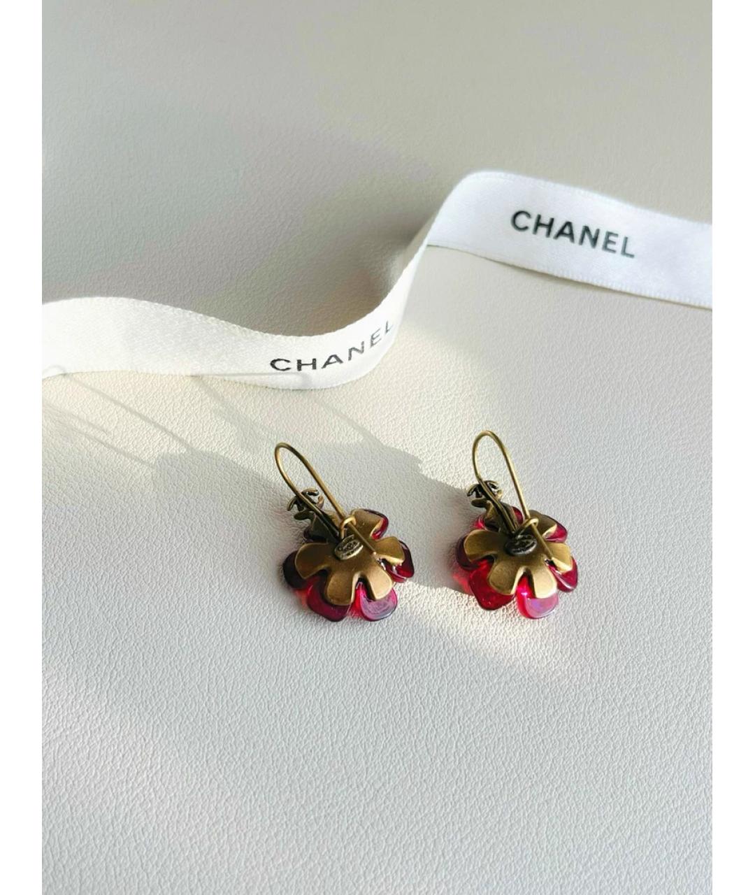 CHANEL Красные металлические серьги, фото 2
