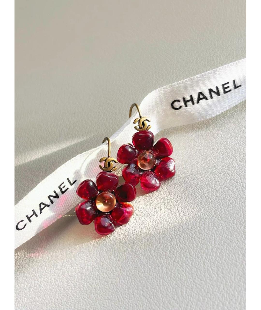 CHANEL Красные металлические серьги, фото 4