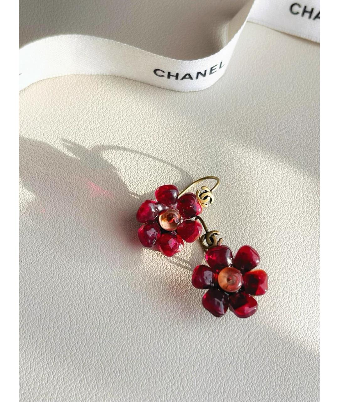 CHANEL Красные металлические серьги, фото 3