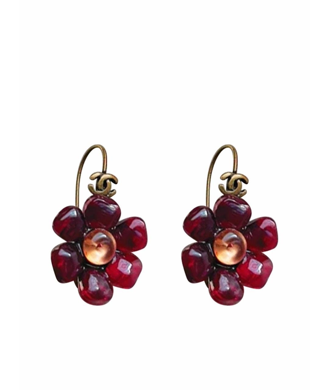 CHANEL Красные металлические серьги, фото 1