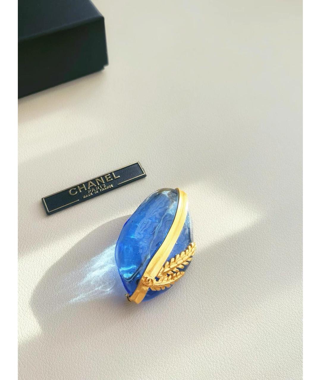 CHANEL Голубая стеклянная булавка / брошь, фото 6