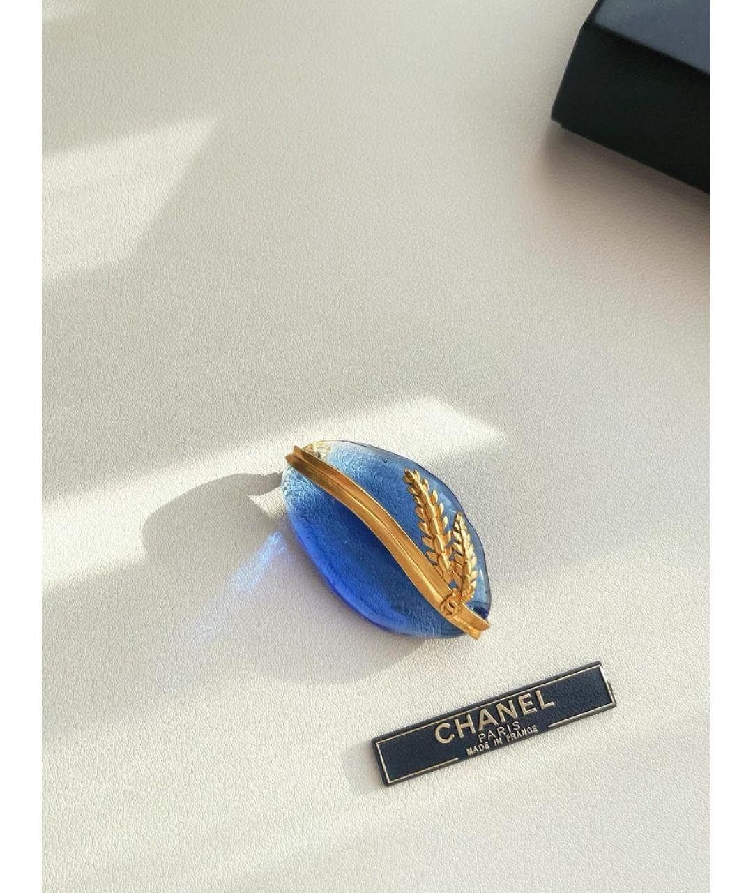CHANEL Голубая стеклянная булавка / брошь, фото 4