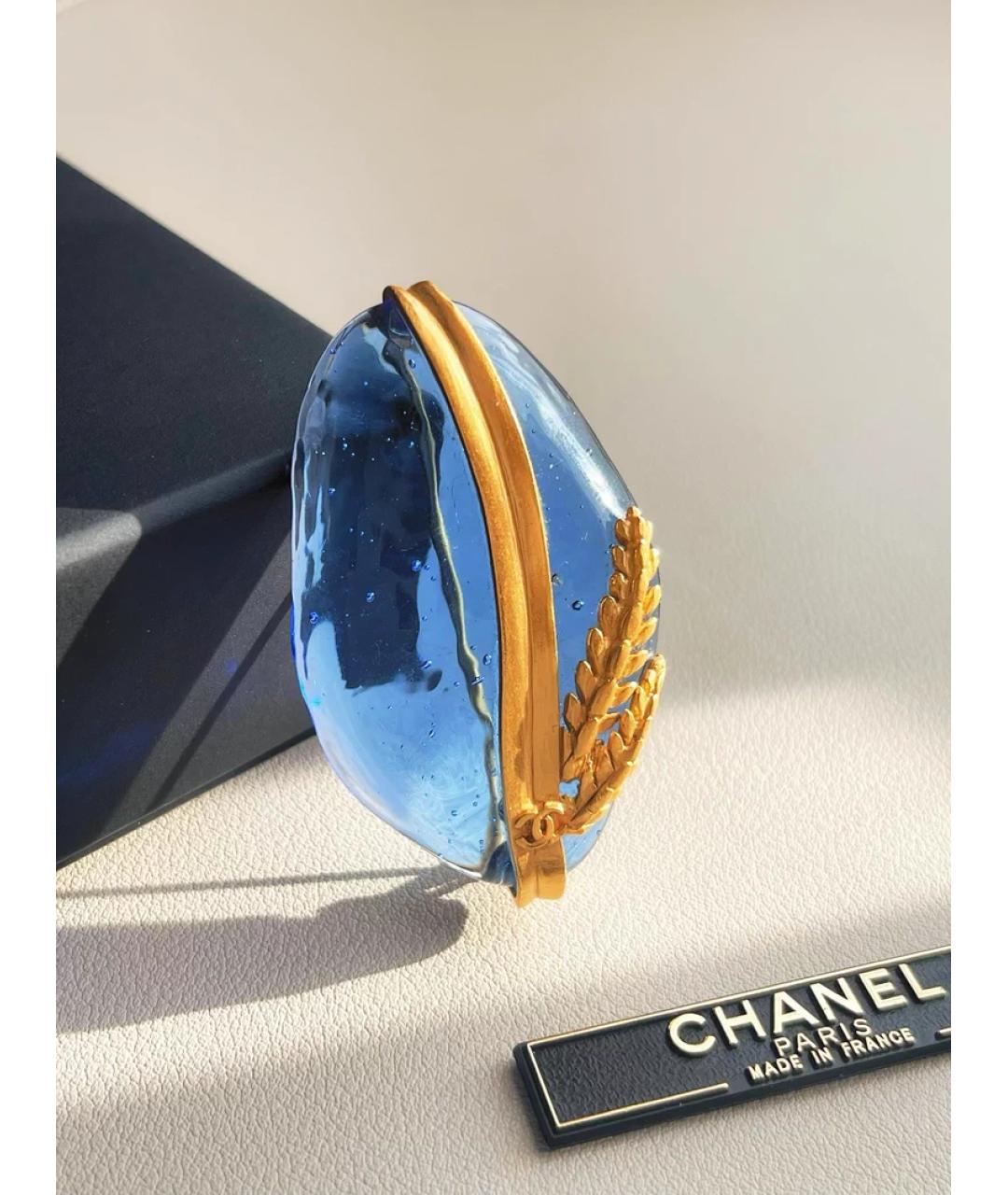 CHANEL Голубая стеклянная булавка / брошь, фото 5