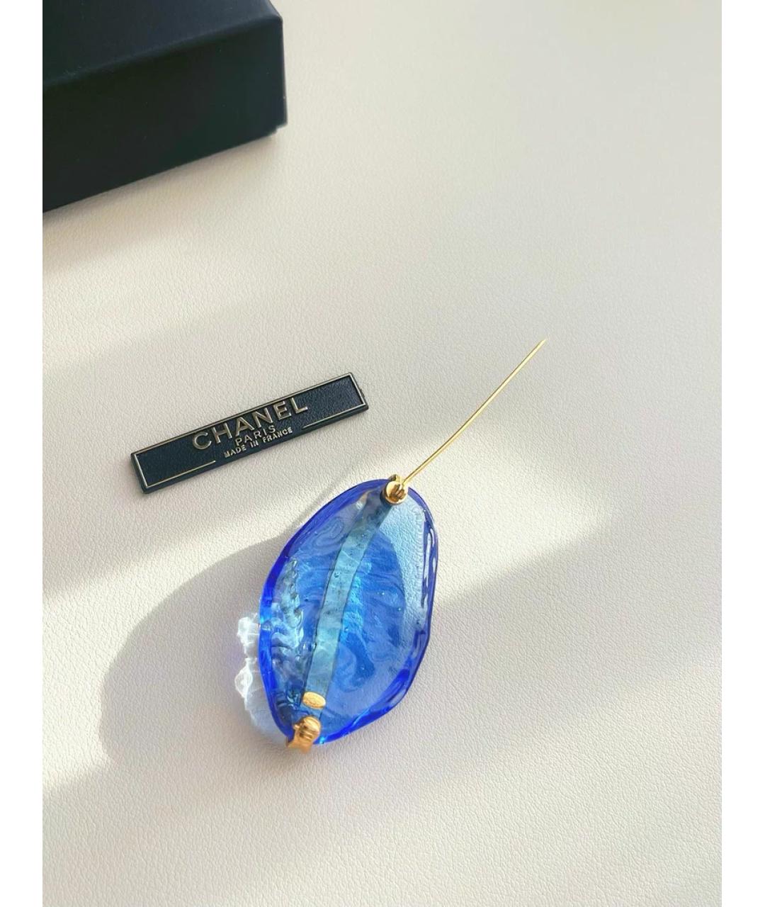 CHANEL Голубая стеклянная булавка / брошь, фото 2