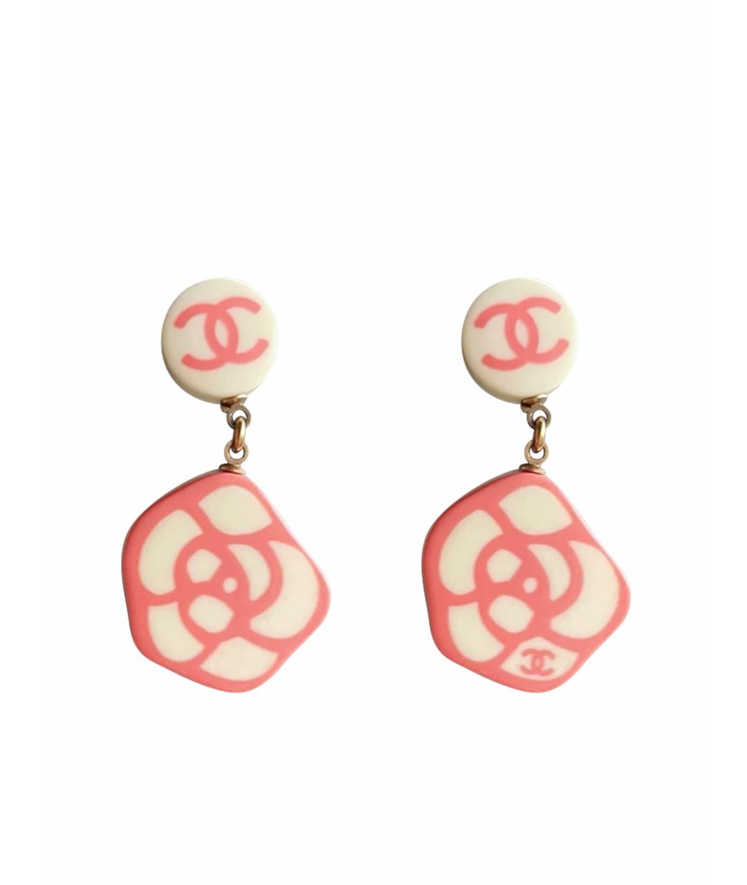 CHANEL Розовые пластиковые серьги, фото 1
