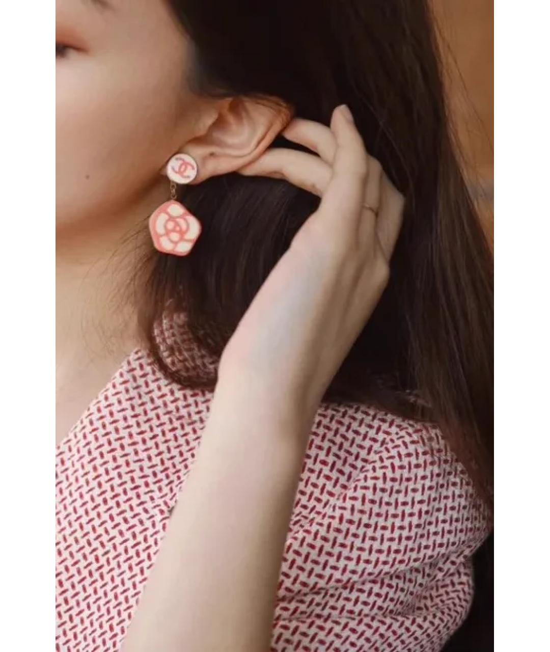 CHANEL Розовые пластиковые серьги, фото 2
